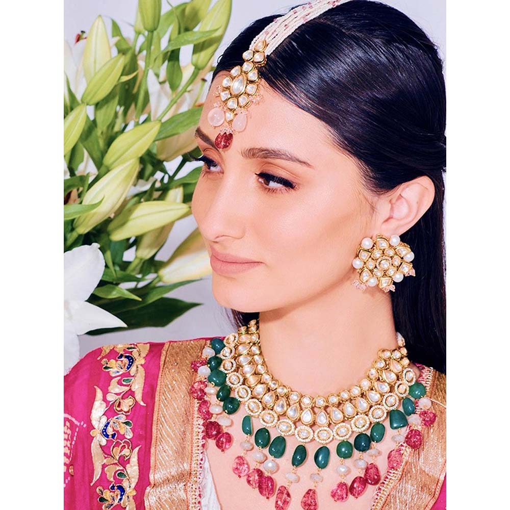 Prerto Gold Plated Multi-Colour Ayira Earrings