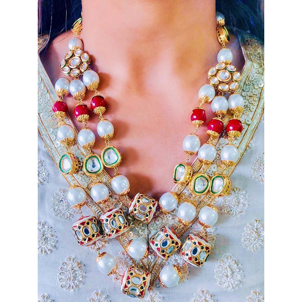 Prerto Gold Plated Multi-Colour Aarna Necklace