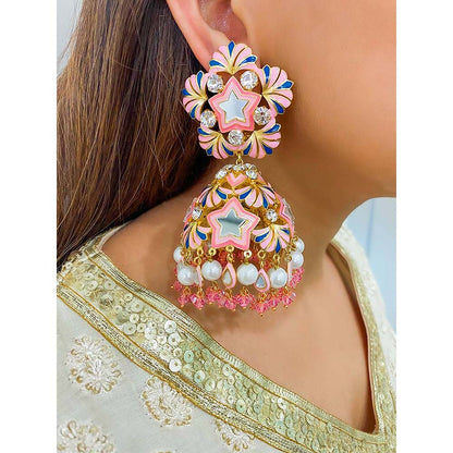 Prerto Gold Plated Pink Afsa Earrings