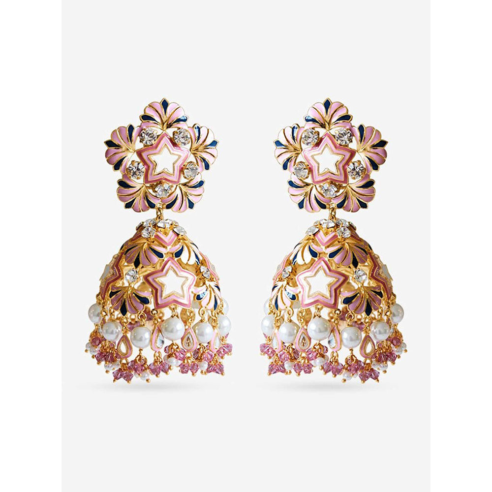 Prerto Gold Plated Pink Afsa Earrings