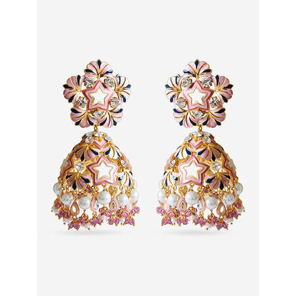 Prerto Gold Plated Pink Afsa Earrings