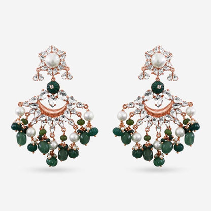 Prerto Gold Plated Green Earrings