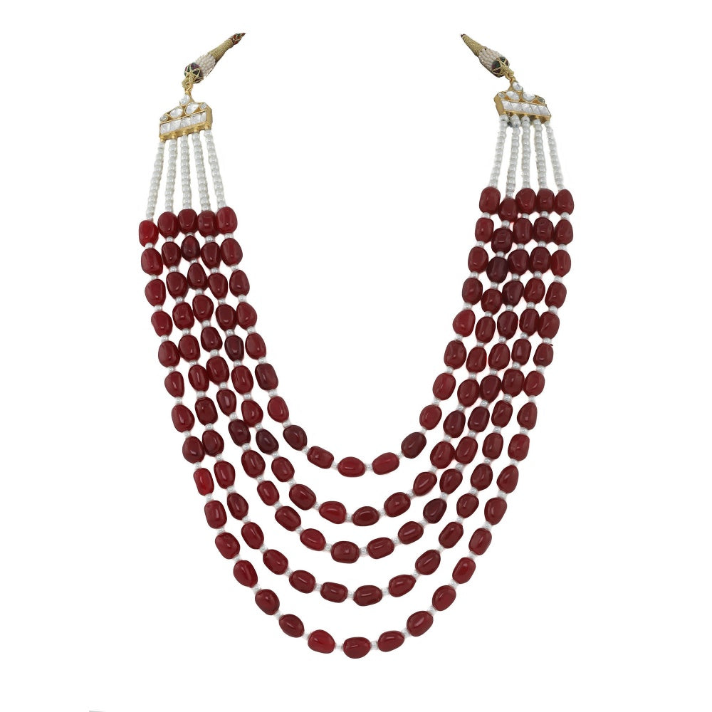 RIANA JEWELLERY Maroon 5 Line Maala With Small Pearl
