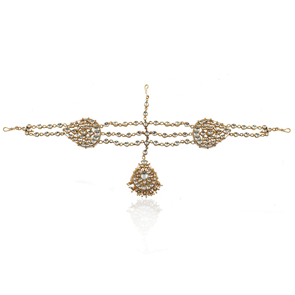 RIANA JEWELLERY Hair Band White Tikka Mathaaptti