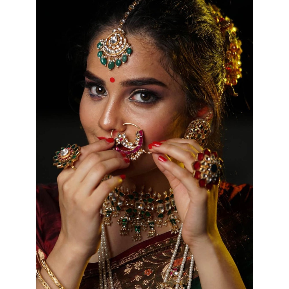 RIANA JEWELLERY Red and Green Flower
