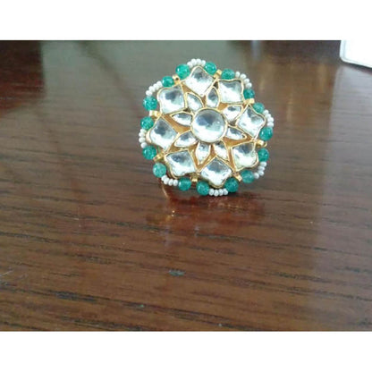 RIANA JEWELLERY Small Flower White and Light Green Ring