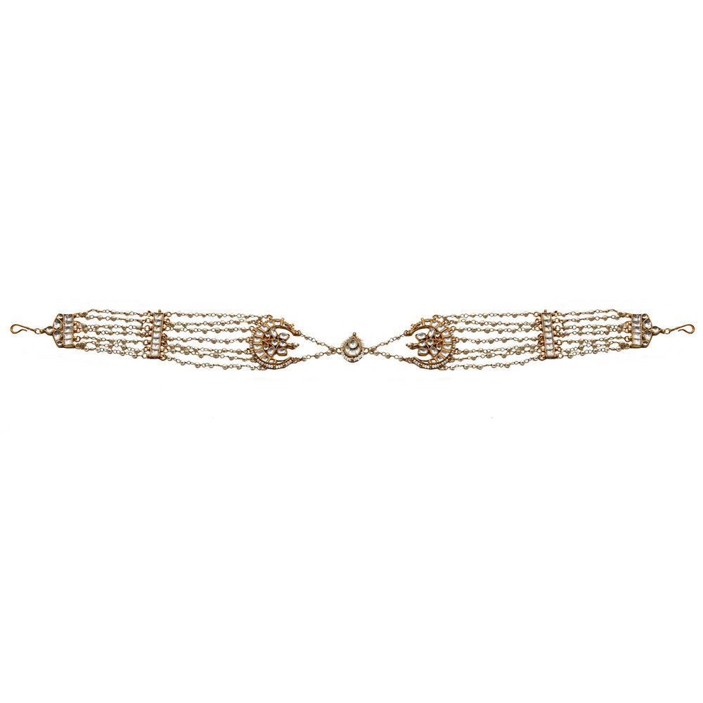 RIANA JEWELLERY White Chand Shaped Mathapatti