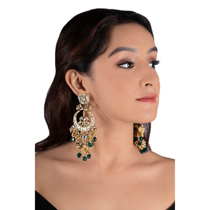 RIANA JEWELLERY Heavy Bridal Necklace With Upper Golden Balls (Set of 2)