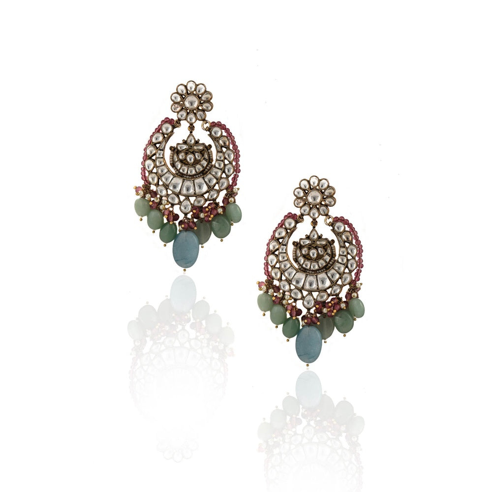 RIANA JEWELLERY Sea Green and Pestle Blue Necklace Set (Set of 2)