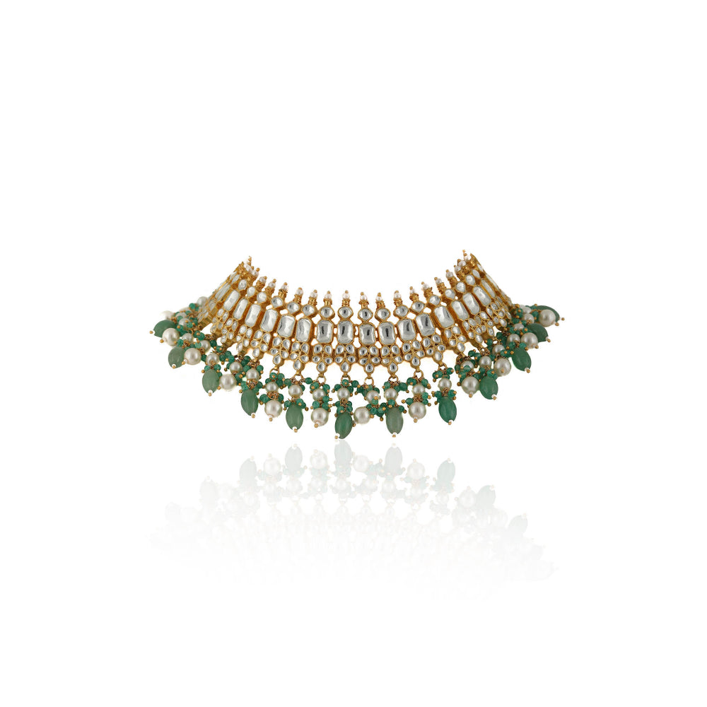 RIANA JEWELLERY Light Green Necklace Set (Set of 2)
