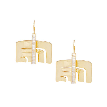 Shaze Gold Square Plate Earrings