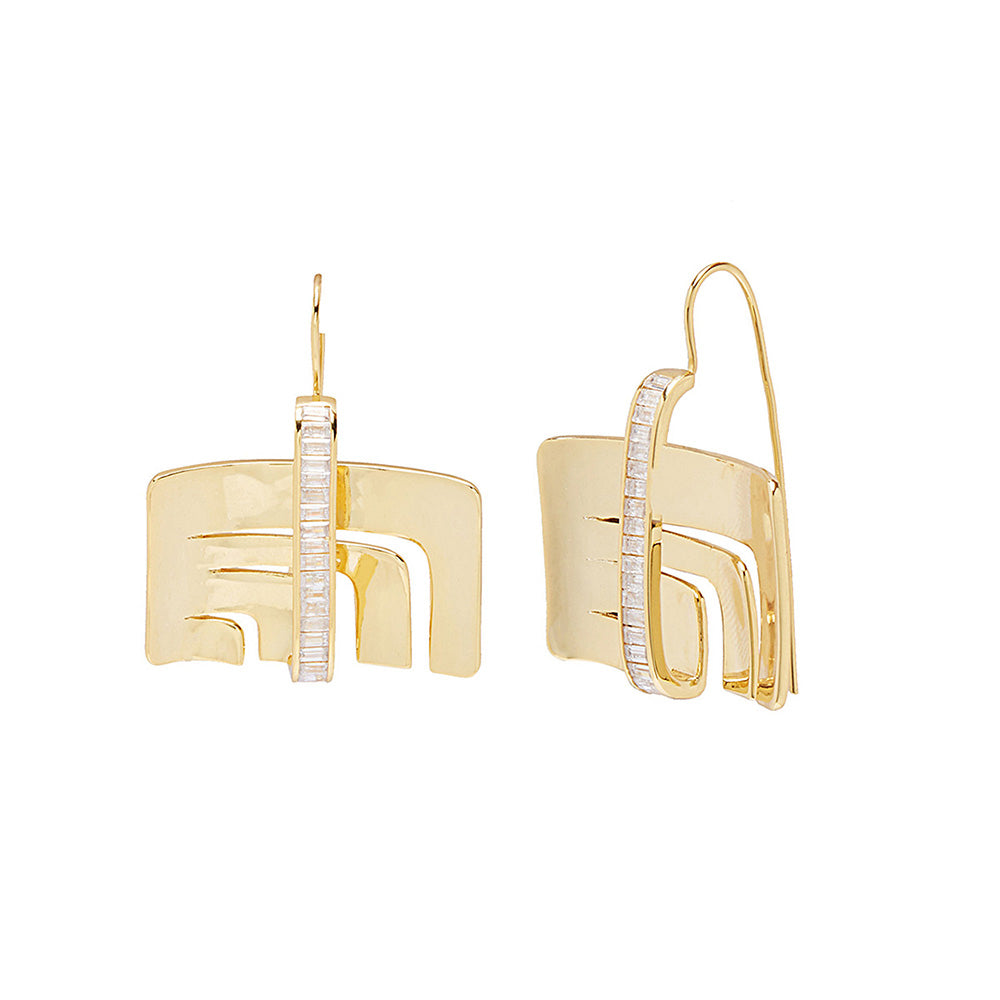 Shaze Gold Square Plate Earrings