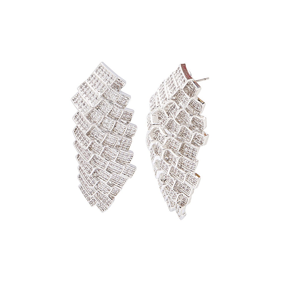 Shaze Silver Brick By Brick Earrings