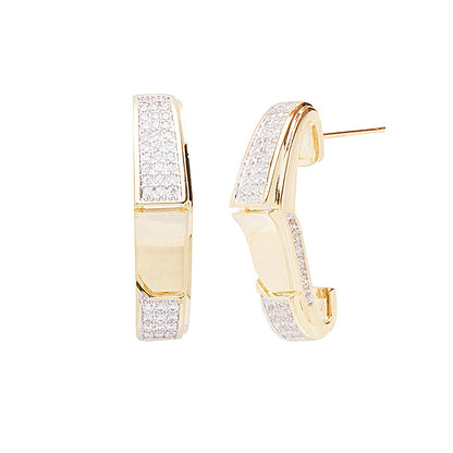 Shaze Gold Curly Bracket Earrings