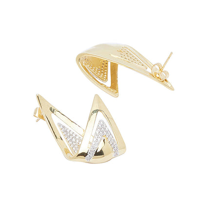 Shaze Gold Overlap Earrings