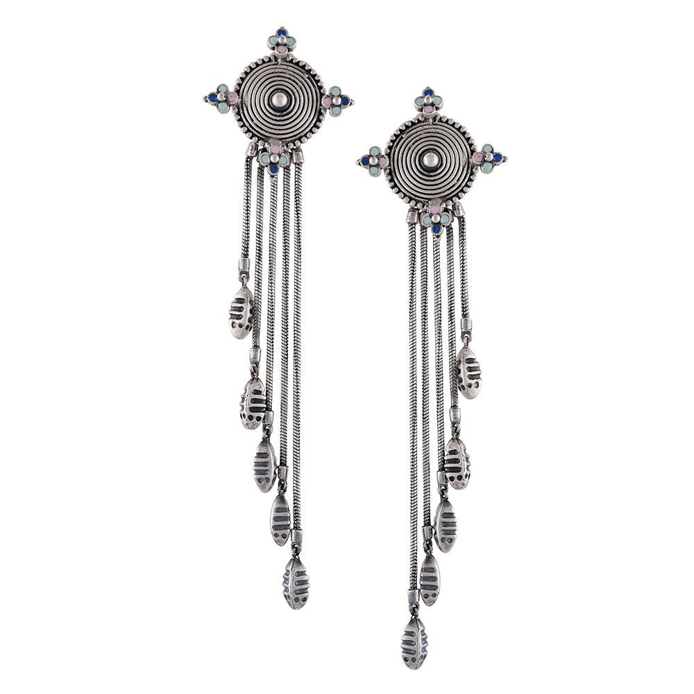 Tribe Amrapali Multi Enamel Chandrika Coin Earrings