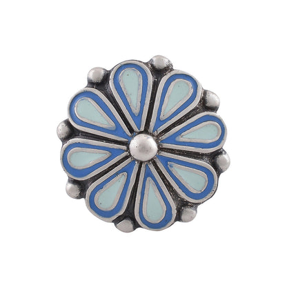 Tribe Amrapali Blue Enamel Chandrika Flower Ring