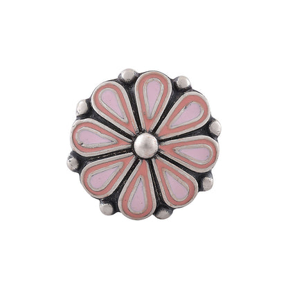 Tribe Amrapali Pink Enamel Chandrika Flower Ring