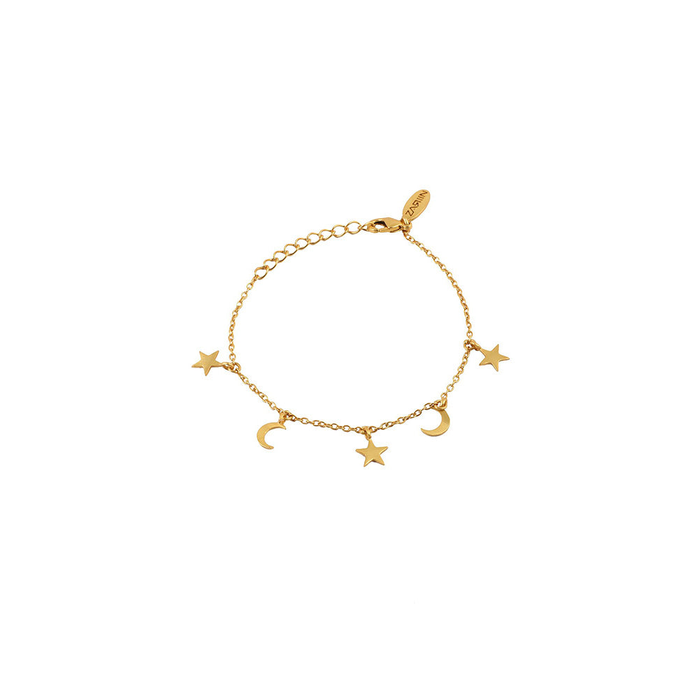 Zariin Gold Midnight Magic Gold Plated Star Celestial Moon Bracelet