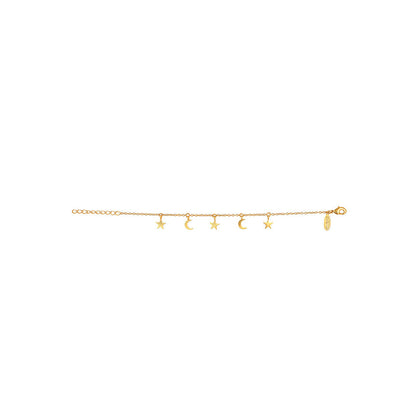 Zariin Gold Midnight Magic Gold Plated Star Celestial Moon Bracelet