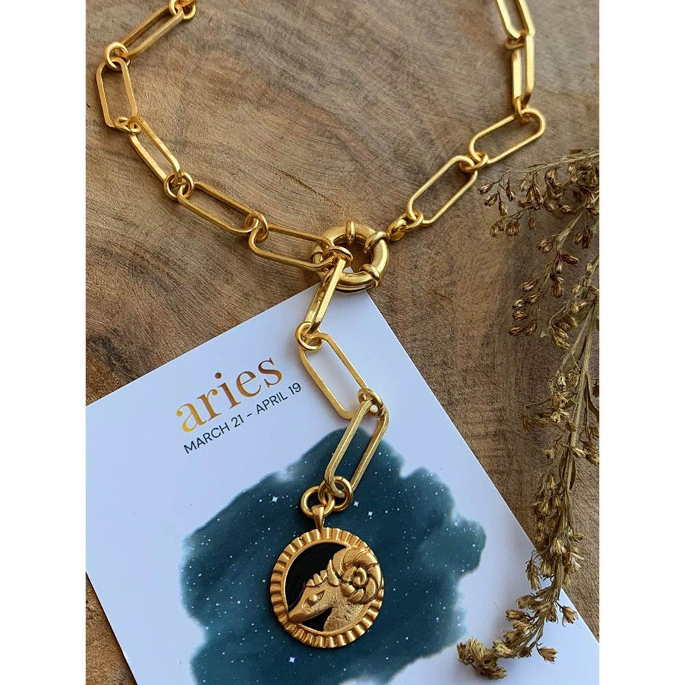 Zariin Gold Soul of the Ram Aries Zodiac Necklace