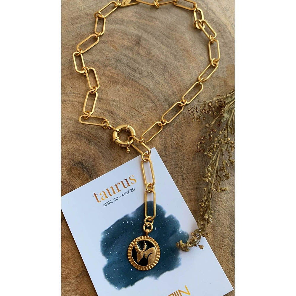 Zariin Gold Soul of the Bull Taurus Zodiac Necklace