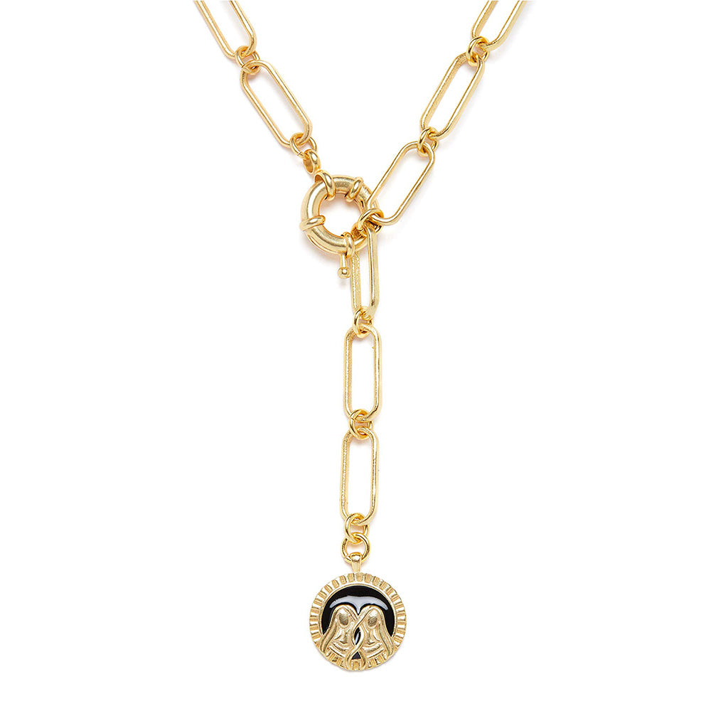 Zariin Gold Soul of the Twins Gemini Zodiac Necklace