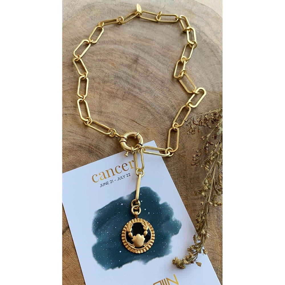 Zariin Gold Soul of the Crab Cancer Zodiac Necklace