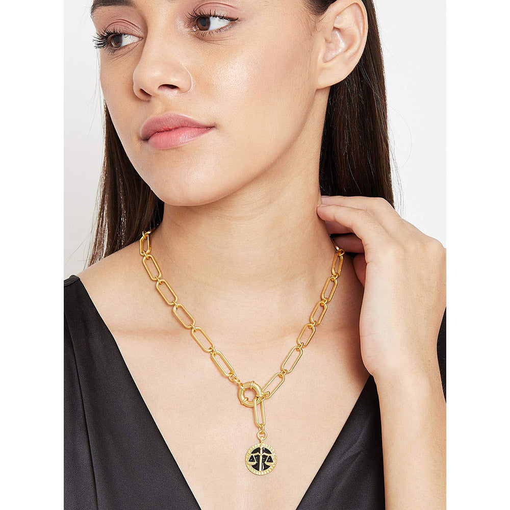 Zariin Gold Soul of the Scale Libra Zodiac Necklace
