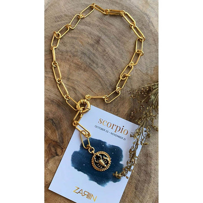 Zariin Gold Soul of the Scorpion Scorpio Zodiac Necklace