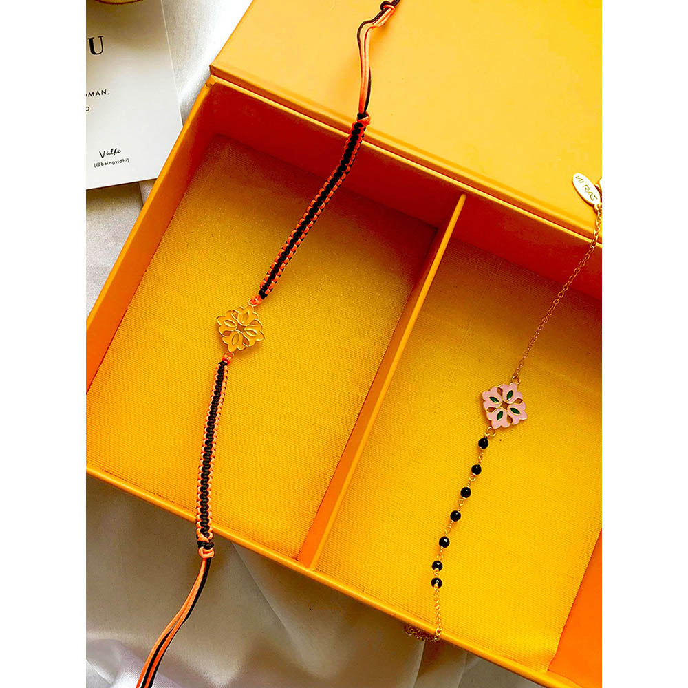 ZARIIN Pink & Yellow Floral Bhai Bhabhi Gift Box