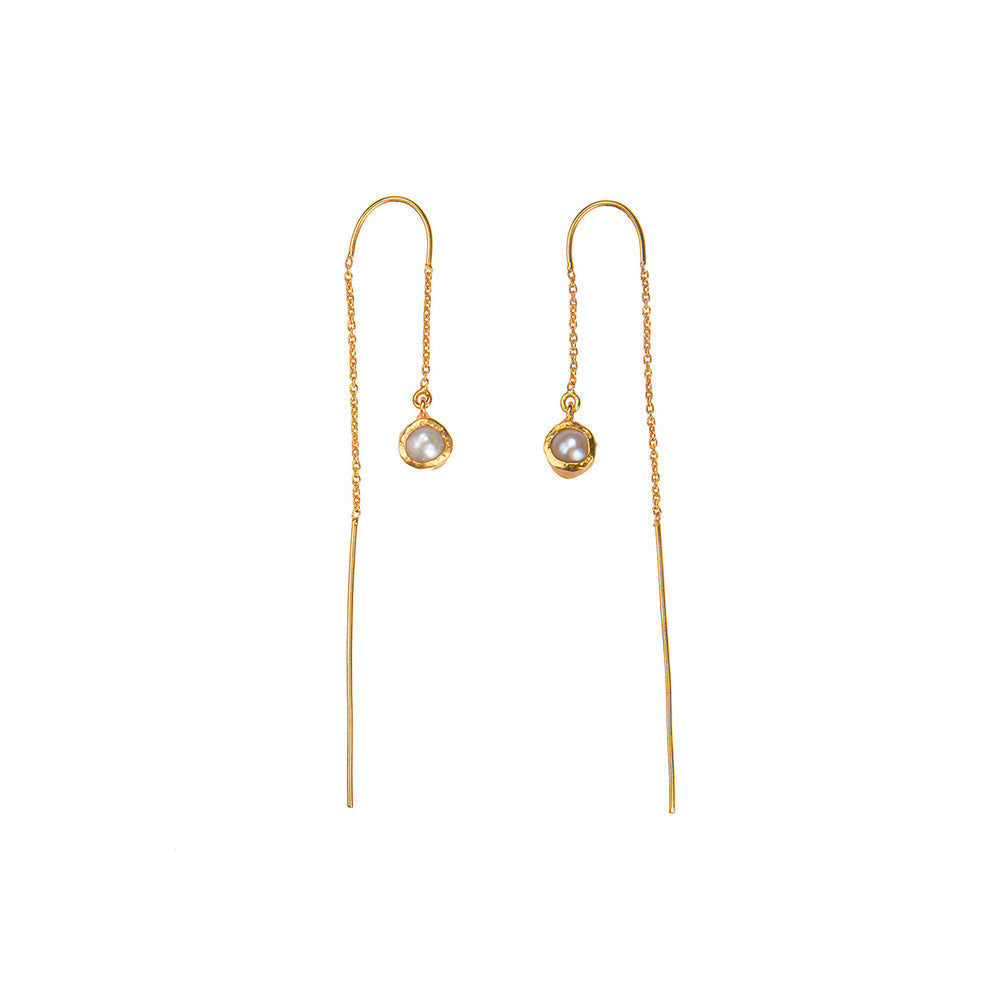 Zariin White Gold Plated Handmade Pearls Drop Earrings
