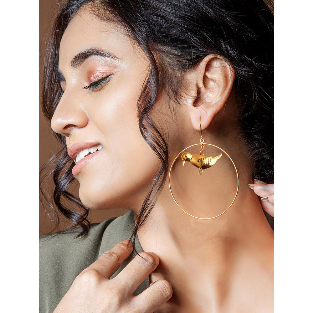 Suhani Pittie Gold Plated Hoop Earrings With Bird-1