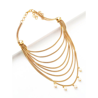 Suhani Pittie Gold Multi Chain Necklace With Pearls