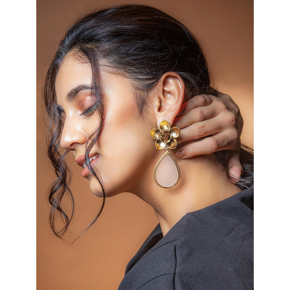 Suhani Pittie Gold Toned Magnolia & Drop Earrings