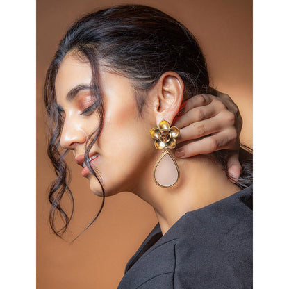 Suhani Pittie Gold Toned Magnolia & Drop Earrings