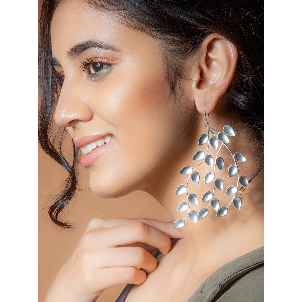 Suhani Pittie Silver Toned Foliage Drop Earrings
