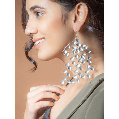 Suhani Pittie Silver Twig & Leaf Drop Earrings