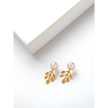 Suhani Pittie Gold Leaf Earrings With Pearls