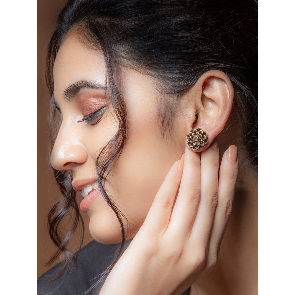 Suhani Pittie Gold Toned Dahlia Stud Earrings