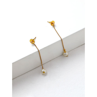 Suhani Pittie Gold Toned Long Pearl Drop Earrings