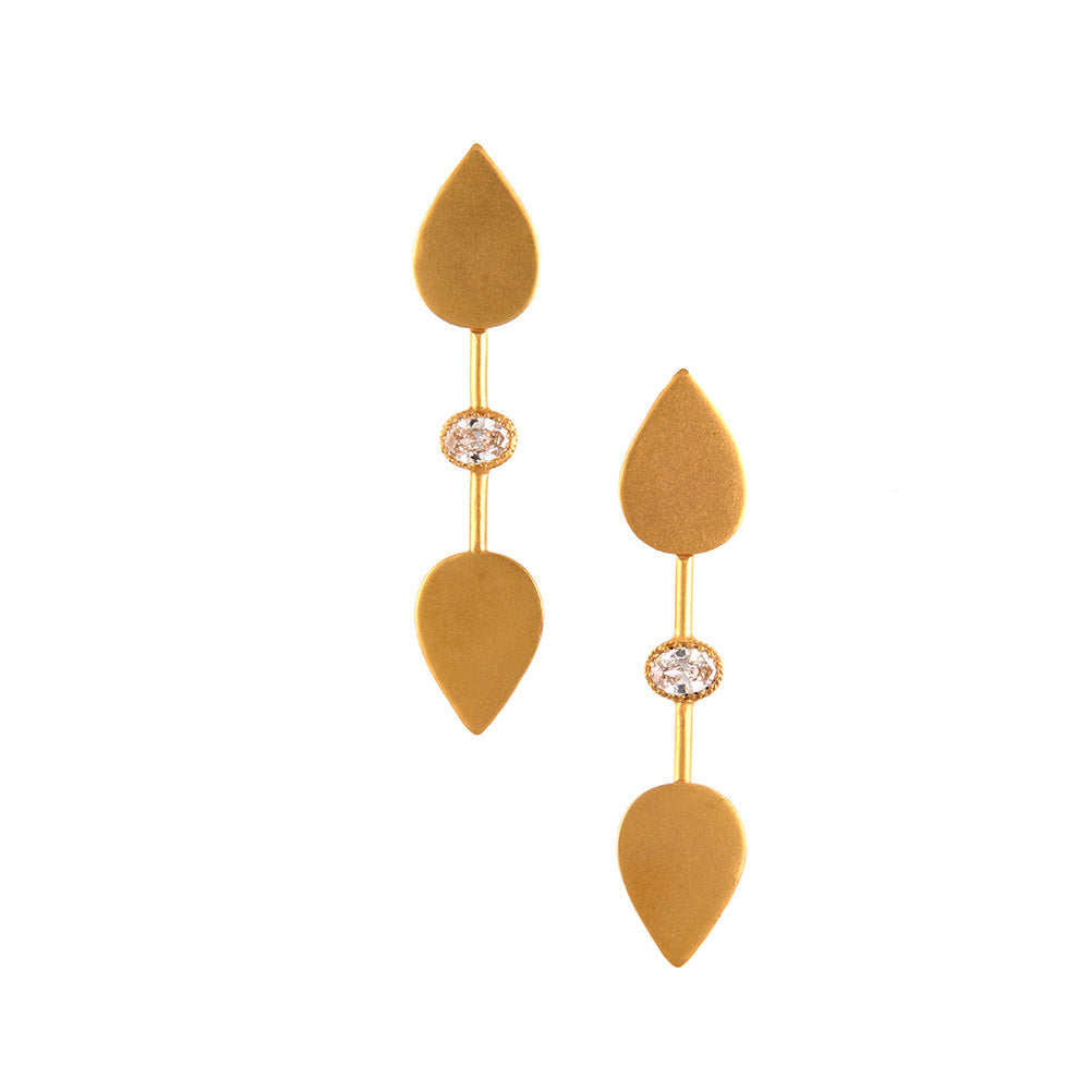 Suhani Pittie Gold Dual Petal Earrings With Crystals