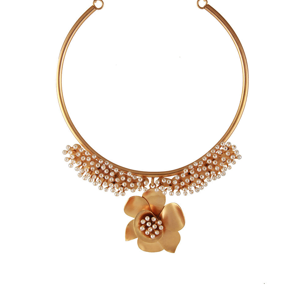 Suhani Pittie Gold Pearl & Buttercup Collar Necklace