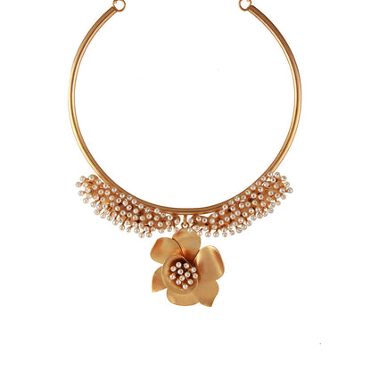 Suhani Pittie Gold Pearl & Buttercup Collar Necklace