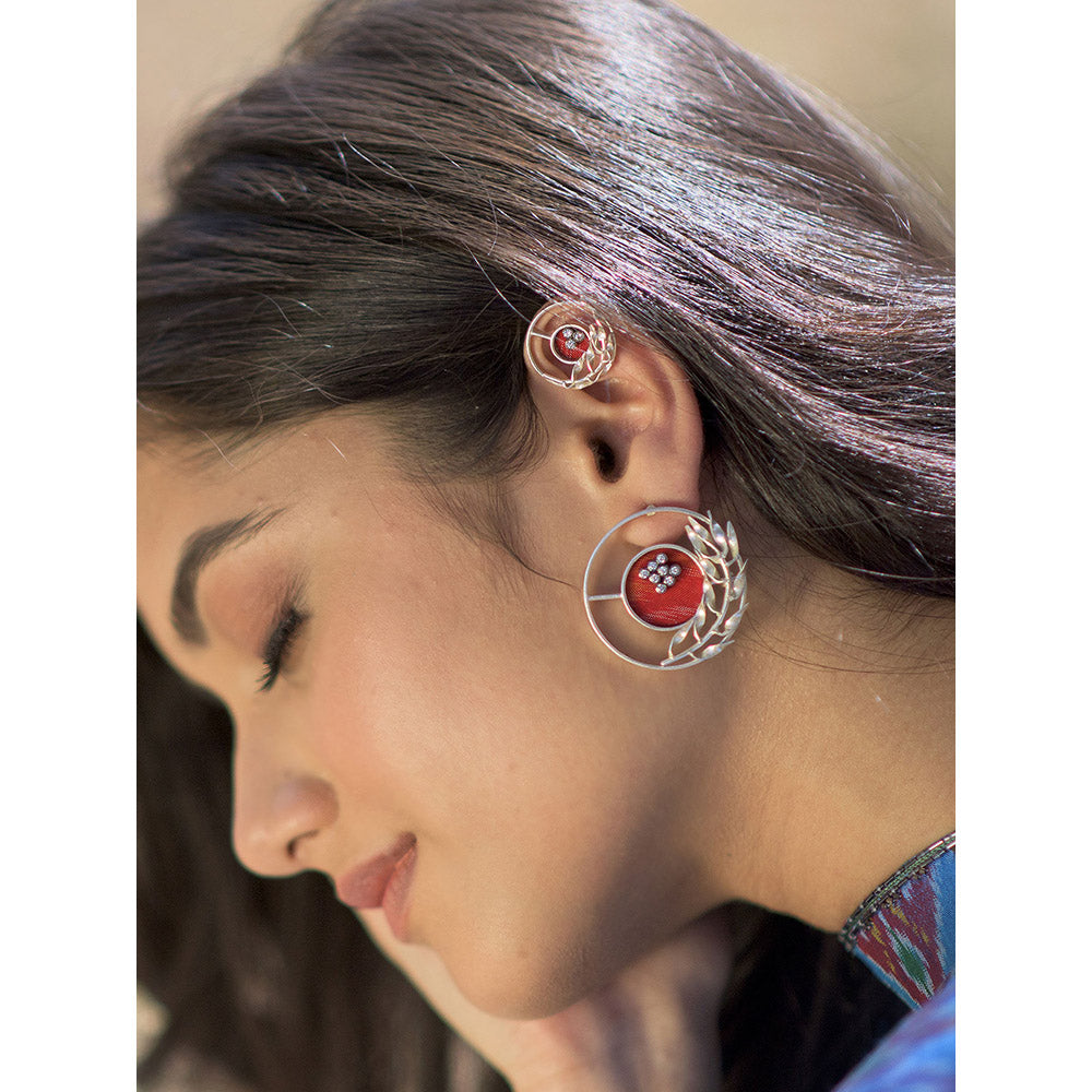 Suhani Pittie Red Silver Plated Earrings