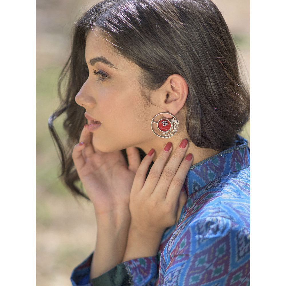Suhani Pittie Red Silver Plated Earrings