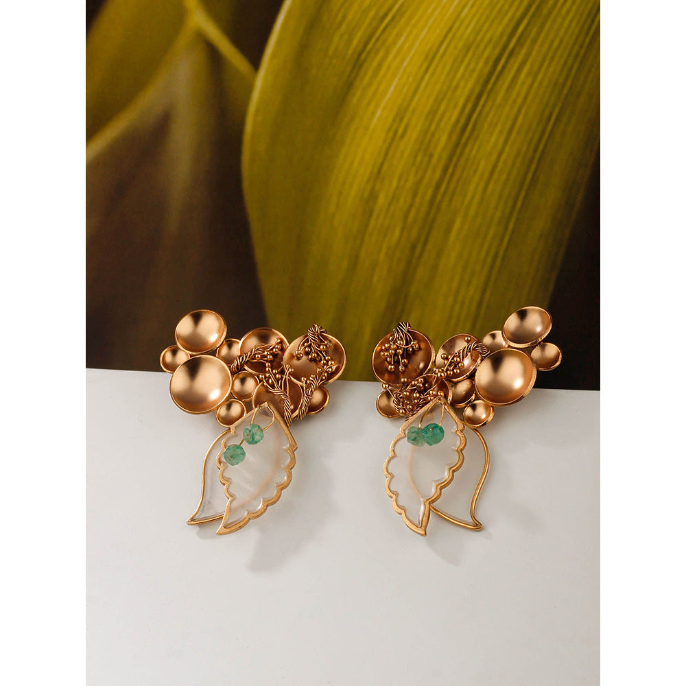 Suhani Pittie Dewdrops Earring With Plantain Leaf
