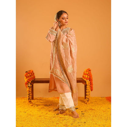 OHH CROW Pink Straight Length Kurta with Pant and Dupatta (Set of 3)
