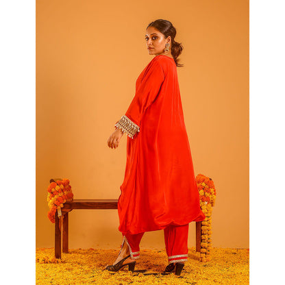 OHH CROW Rust High Low Kurta with Pant (Set of 2)