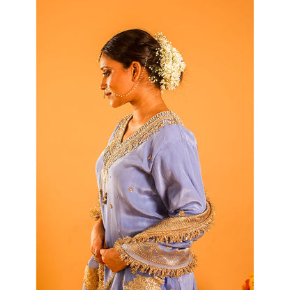 OHH CROW Blue Straight Length Kurta with Pant and Dupatta (Set of 3)